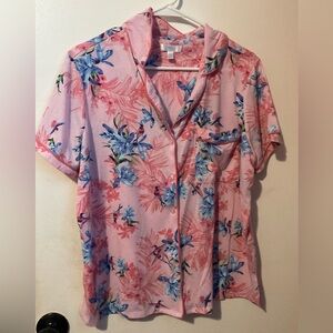 Secret Treasures women’s Pink Floral Button-Up pajama top size XL